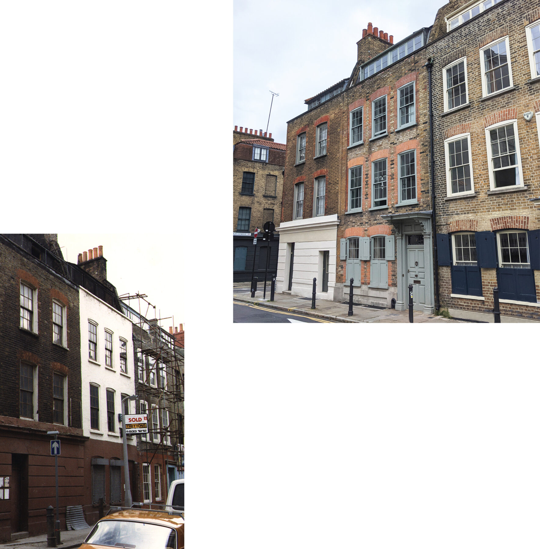 Front elevation from street as before and after conservation