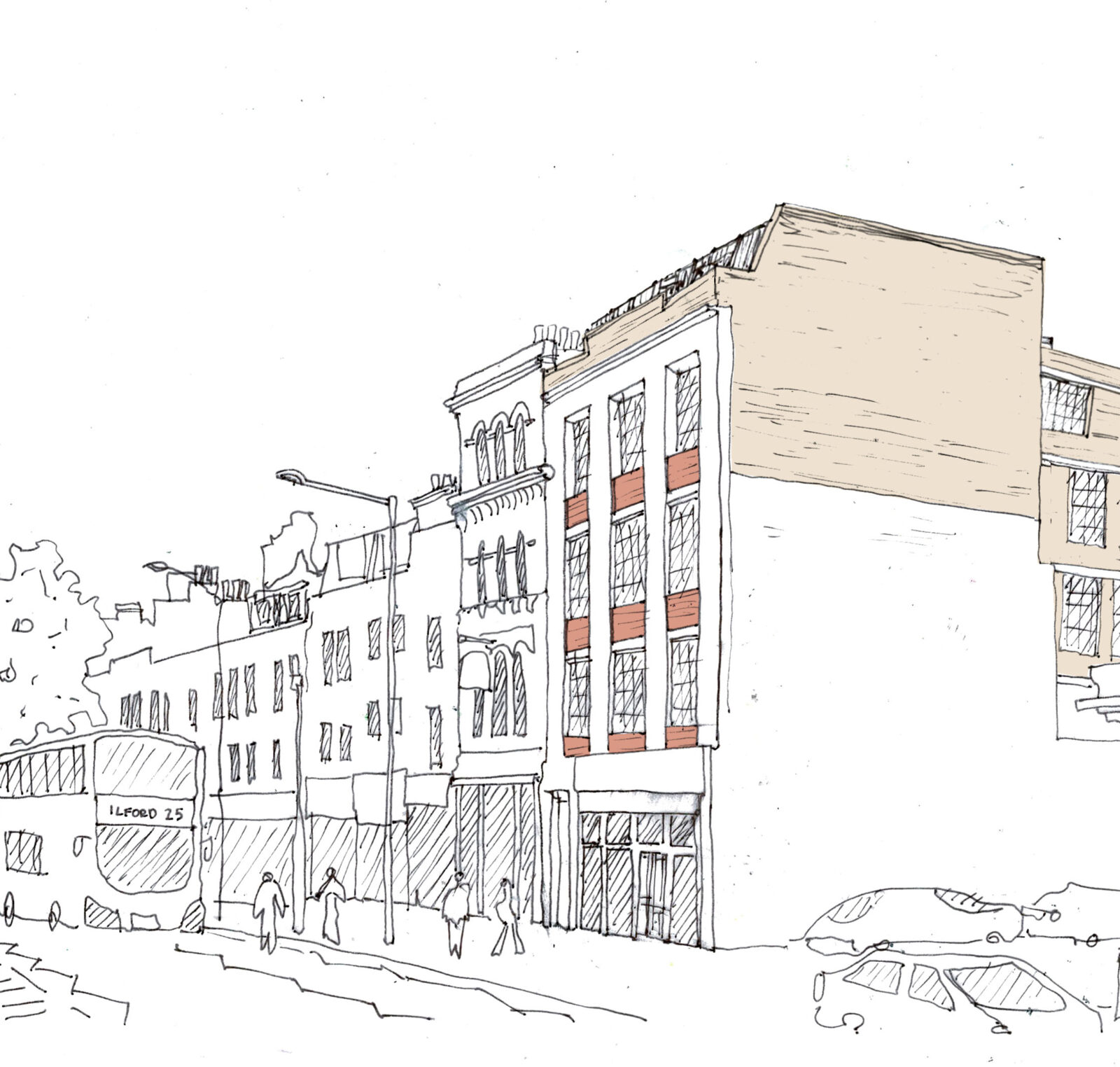 Sketch visual of proposed development from street