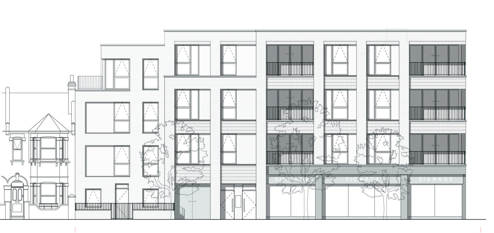 Proposed front elevation from street