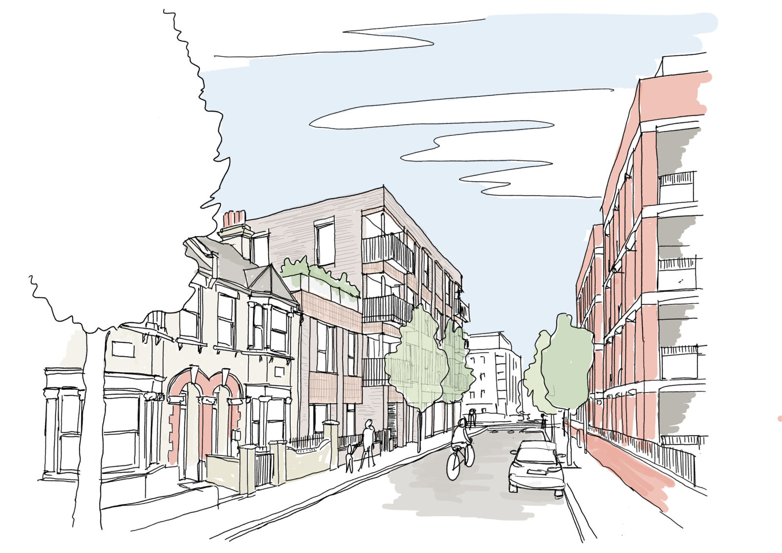 Sketch Visualisation fo the proposed mixed use development